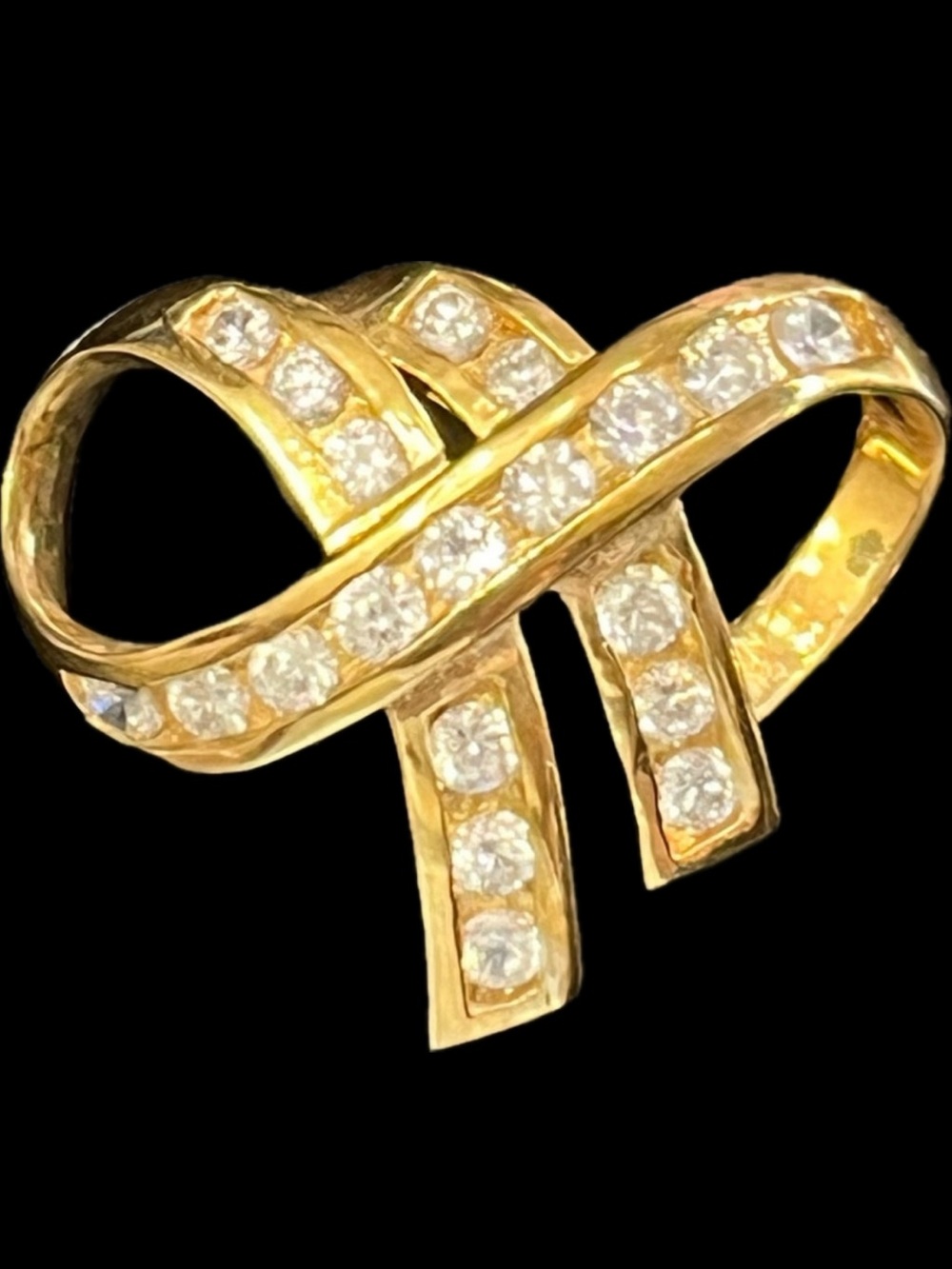Suzanne Somers vintage channel set CZ omega swirl design pendant slide Gold HSN